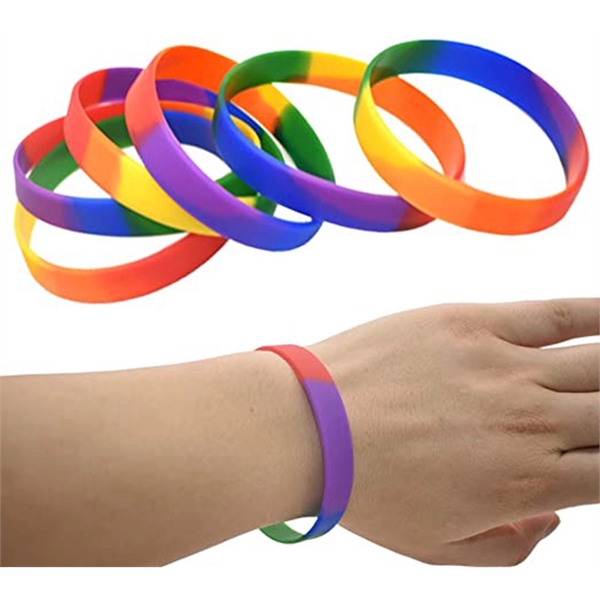 Gay Pride Rainbow Wristbands LGBT Silicone Bracelets - Gay Pride Rainbow Wristbands LGBT Silicone Bracelets - Image 2 of 2