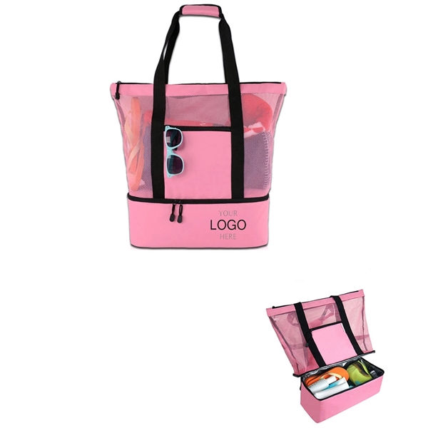 Mesh Beach Tote Bag with Detachable Insulated Cooler - Mesh Beach Tote Bag with Detachable Insulated Cooler - Image 0 of 10