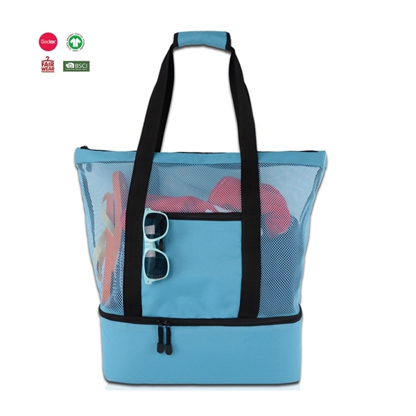 Mesh Beach Tote Bag with Detachable Insulated Cooler - Mesh Beach Tote Bag with Detachable Insulated Cooler - Image 1 of 10