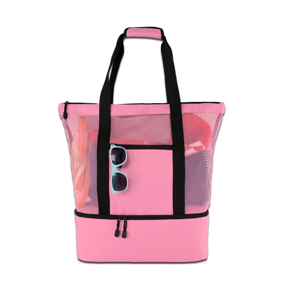 Mesh Beach Tote Bag with Detachable Insulated Cooler - Mesh Beach Tote Bag with Detachable Insulated Cooler - Image 3 of 10