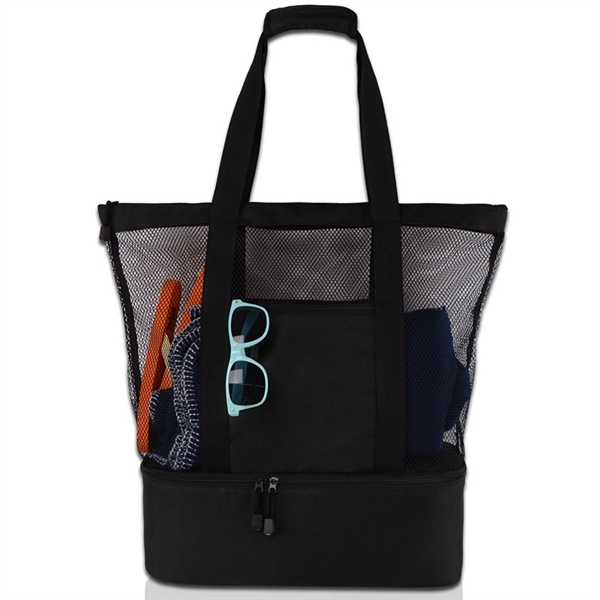 Mesh Beach Tote Bag with Detachable Insulated Cooler - Mesh Beach Tote Bag with Detachable Insulated Cooler - Image 4 of 10