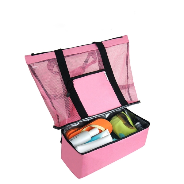 Mesh Beach Tote Bag with Detachable Insulated Cooler - Mesh Beach Tote Bag with Detachable Insulated Cooler - Image 7 of 10