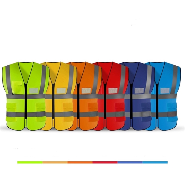 Safety Vest Reflective Strips Of High Visibilit With Pocket - Safety Vest Reflective Strips Of High Visibilit With Pocket - Image 1 of 2