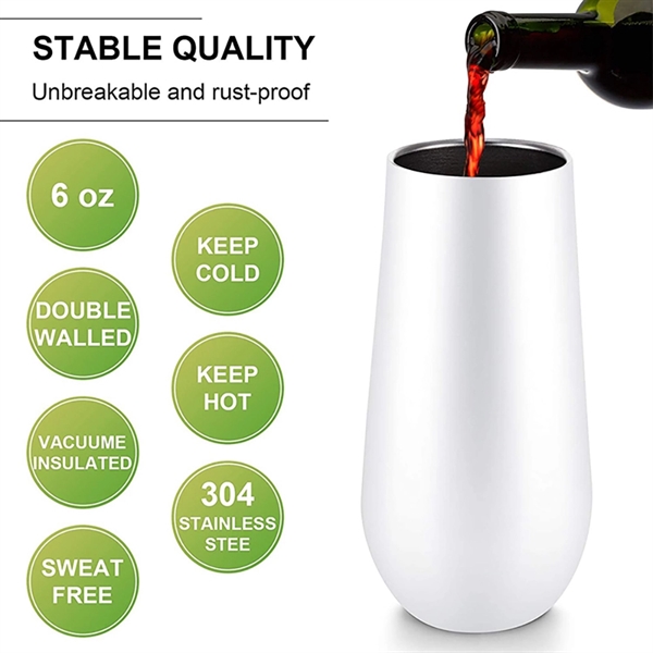 6Oz Stainless Steel Vacuum Insulated Wine Tumbler - 6Oz Stainless Steel Vacuum Insulated Wine Tumbler - Image 2 of 4