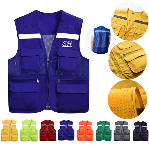 Breathable Safety Workwear Waistcoat With Pockets - Breathable Safety Workwear Waistcoat With Pockets - Image 0 of 3