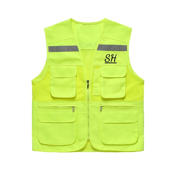 Breathable Safety Workwear Waistcoat With Pockets - Breathable Safety Workwear Waistcoat With Pockets - Image 1 of 3