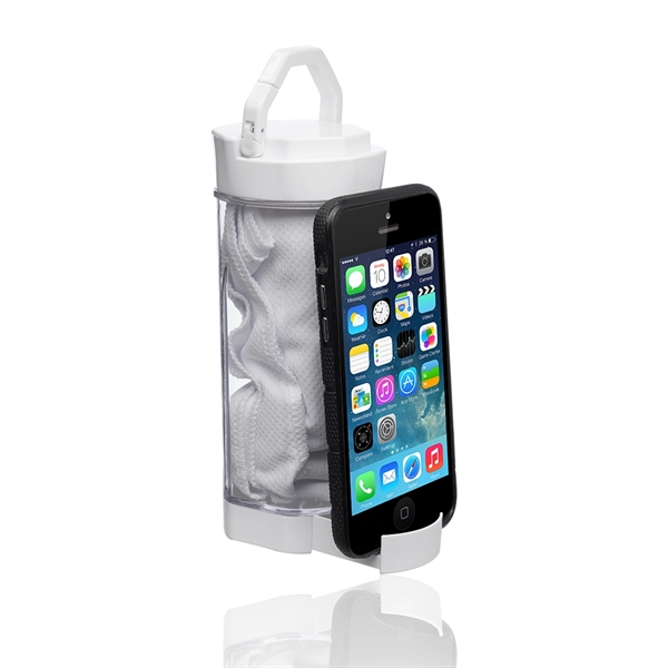 2-in-1 Cool Down Sports Kits Bottle w/ Towel & Phone Holder