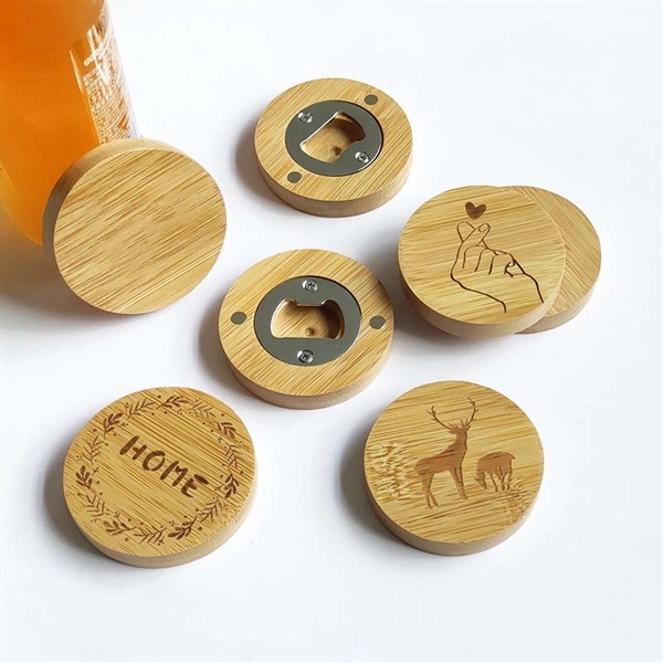 Bamboo Bottle Opener With Magnet - Bamboo Bottle Opener With Magnet - Image 0 of 4