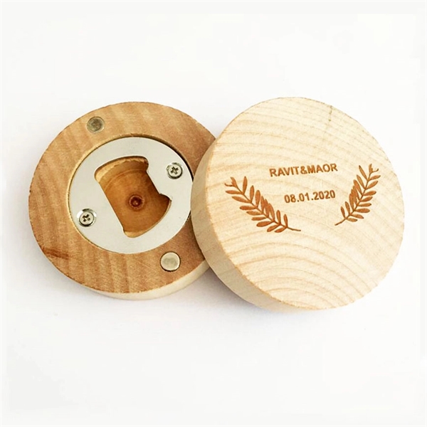 Bamboo Bottle Opener With Magnet - Bamboo Bottle Opener With Magnet - Image 1 of 4