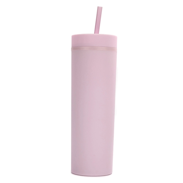 16Oz Colored Skinny Tumblers With Lids And Straws - 16Oz Colored Skinny Tumblers With Lids And Straws - Image 1 of 4