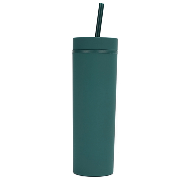 16Oz Colored Skinny Tumblers With Lids And Straws - 16Oz Colored Skinny Tumblers With Lids And Straws - Image 3 of 4