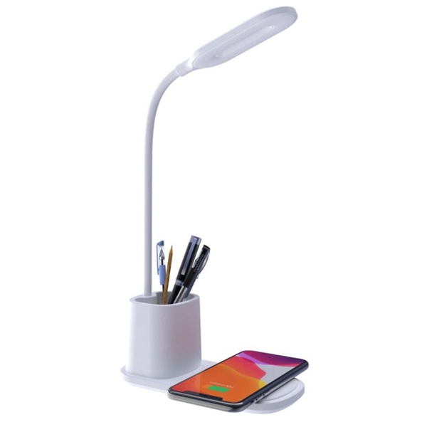 Brightness LED Desk Wireless Charger Lamp with Pen Holder - Brightness LED Desk Wireless Charger Lamp with Pen Holder - Image 1 of 5