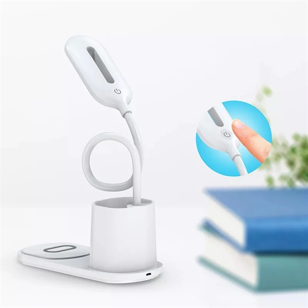 Brightness LED Desk Wireless Charger Lamp with Pen Holder - Brightness LED Desk Wireless Charger Lamp with Pen Holder - Image 4 of 5