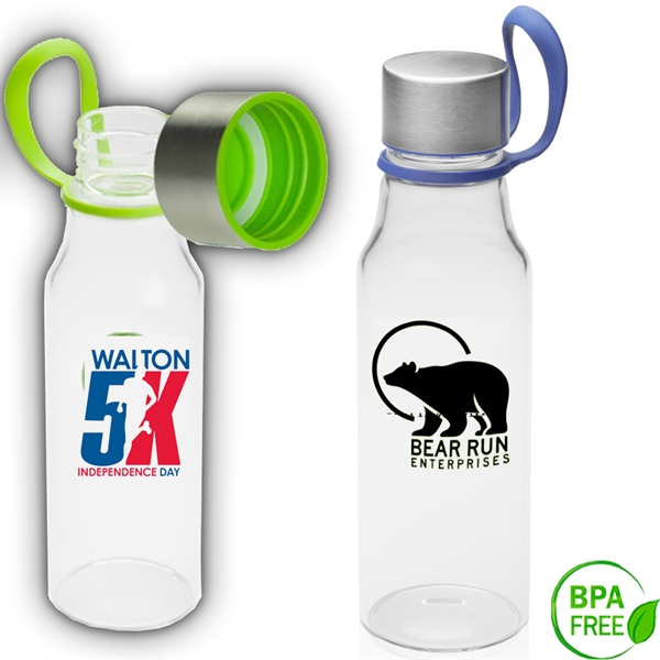 17 oz BPA free Glass Water Bottle with Rubber Carrying Strap - 17 oz BPA free Glass Water Bottle with Rubber Carrying Strap - Image 0 of 2