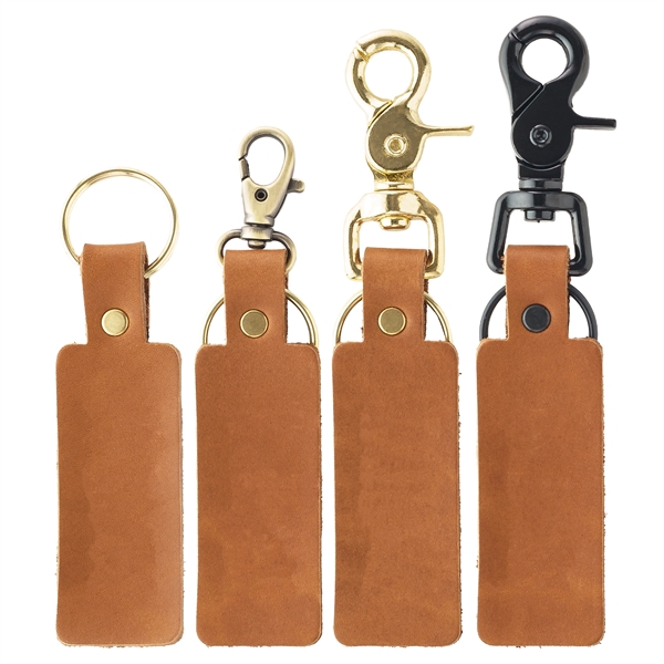 Simple Rectangle Leather Key Chain with Closure Options - Simple Rectangle Leather Key Chain with Closure Options - Image 2 of 6