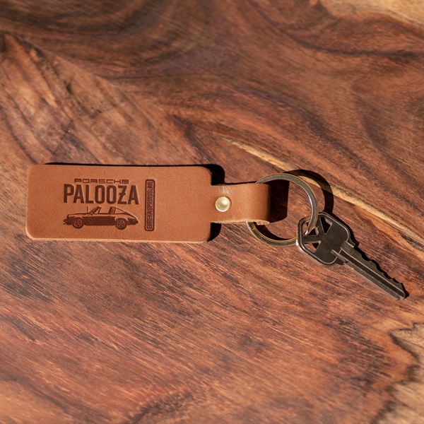 Simple Rectangle Leather Key Chain with Closure Options - Simple Rectangle Leather Key Chain with Closure Options - Image 4 of 6