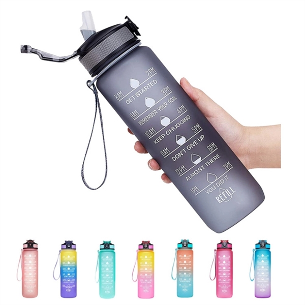 32Oz Motivational Bottle With Time Mark - 32Oz Motivational Bottle With Time Mark - Image 0 of 4