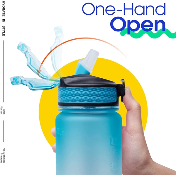 32oz Motivational Water Bottle with Time Marker and straw - 32oz Motivational Water Bottle with Time Marker and straw - Image 1 of 21