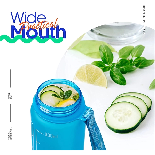 32oz Motivational Water Bottle with Time Marker and straw - 32oz Motivational Water Bottle with Time Marker and straw - Image 3 of 21