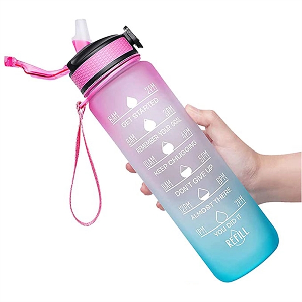 32oz Motivational Water Bottle with Time Marker and straw - 32oz Motivational Water Bottle with Time Marker and straw - Image 7 of 21