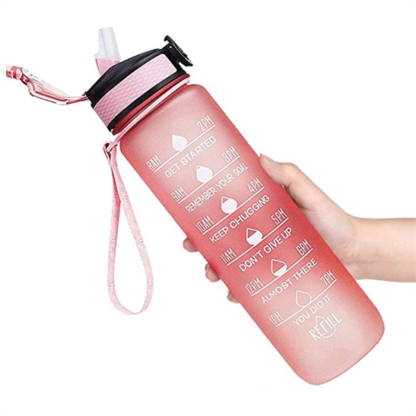 32oz Motivational Water Bottle with Time Marker and straw - 32oz Motivational Water Bottle with Time Marker and straw - Image 9 of 21