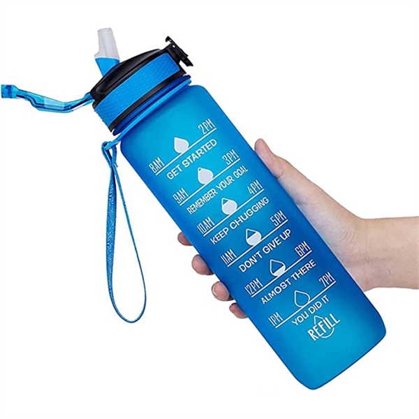 32oz Motivational Water Bottle with Time Marker and straw - 32oz Motivational Water Bottle with Time Marker and straw - Image 13 of 21