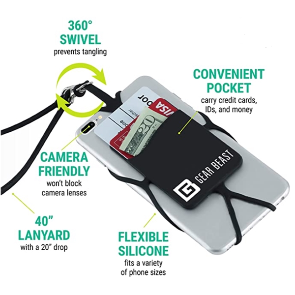 Silicone Neck Strap Cell Phone Lanyard - Silicone Neck Strap Cell Phone Lanyard - Image 1 of 2