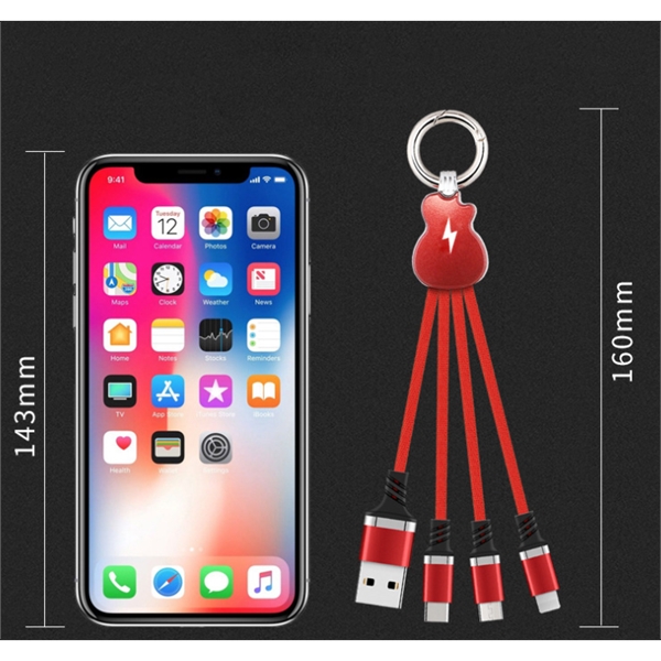 Three-in-one Illuminated Keychain Charging Cable - Three-in-one Illuminated Keychain Charging Cable - Image 1 of 4