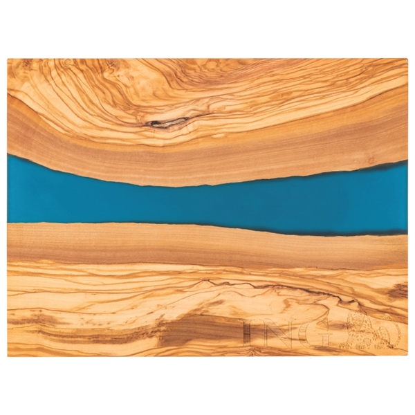 Olive Wood & Blue Resin Serving Cutting Board - Olive Wood & Blue Resin Serving Cutting Board - Image 1 of 5