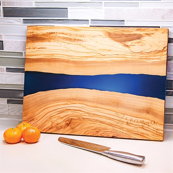 Olive Wood & Blue Resin Serving Cutting Board - Olive Wood & Blue Resin Serving Cutting Board - Image 4 of 5