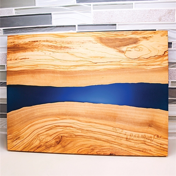 Olive Wood & Blue Resin Serving Cutting Board - Olive Wood & Blue Resin Serving Cutting Board - Image 3 of 5