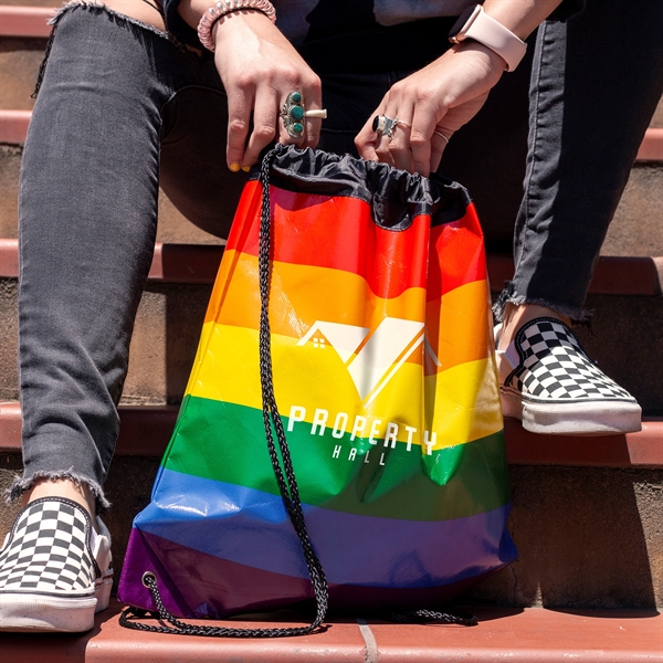 Jumbo Rainbow Drawstring Backpack - Jumbo Rainbow Drawstring Backpack - Image 1 of 1