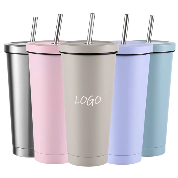 17 Oz Insulated Stainless Steel Straw Cup - 17 Oz Insulated Stainless Steel Straw Cup - Image 0 of 1