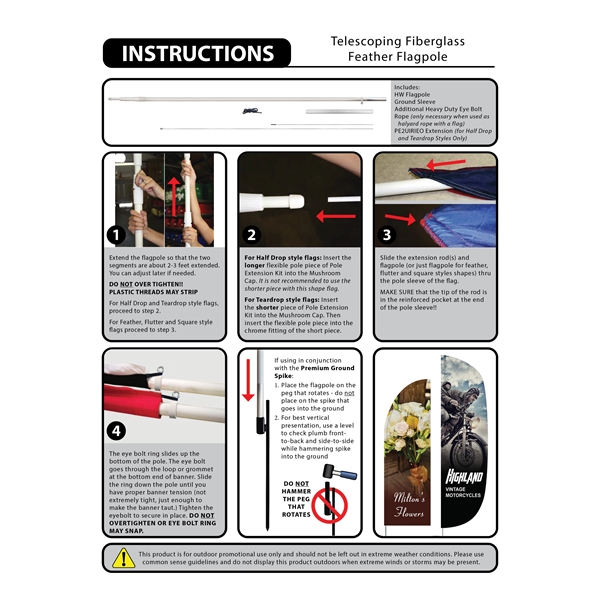 3' x 10' Custom Single Reverse Feather Flag - 3' x 10' Custom Single Reverse Feather Flag - Image 4 of 4