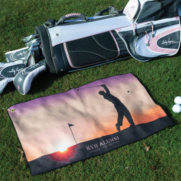 12"x 20" Sublimated Microfiber Waffle Golf Towels w/ Grommet - 12"x 20" Sublimated Microfiber Waffle Golf Towels w/ Grommet - Image 0 of 4