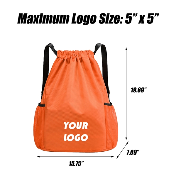 Drawstring Backpack with Mesh Pockets - Drawstring Backpack with Mesh Pockets - Image 1 of 10