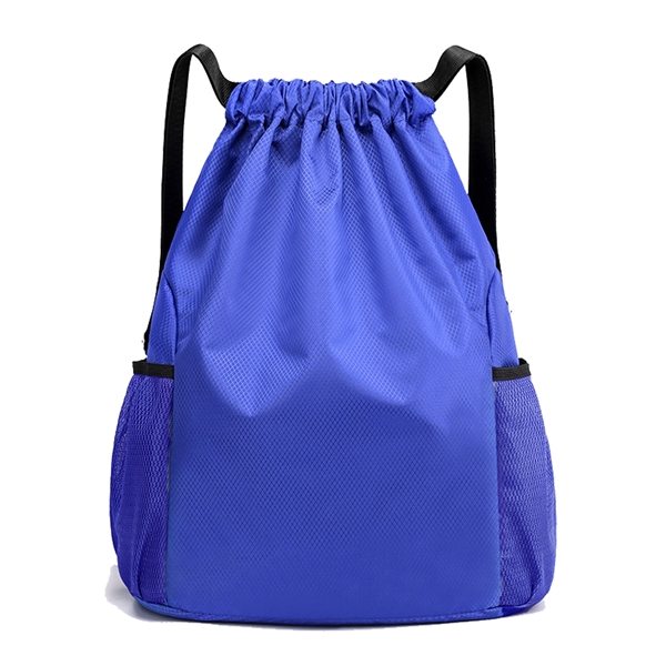 Drawstring Backpack with Mesh Pockets - Drawstring Backpack with Mesh Pockets - Image 2 of 10
