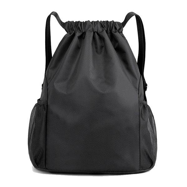 Drawstring Backpack with Mesh Pockets - Drawstring Backpack with Mesh Pockets - Image 3 of 10
