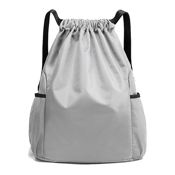 Drawstring Backpack with Mesh Pockets - Drawstring Backpack with Mesh Pockets - Image 5 of 10