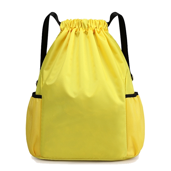 Drawstring Backpack with Mesh Pockets - Drawstring Backpack with Mesh Pockets - Image 6 of 10