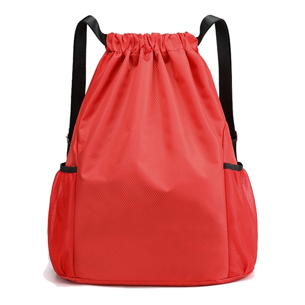 Drawstring Backpack with Mesh Pockets - Drawstring Backpack with Mesh Pockets - Image 7 of 10
