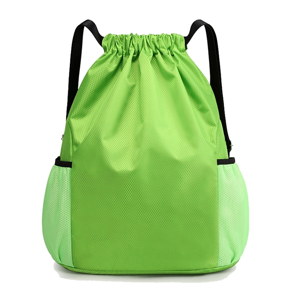 Drawstring Backpack with Mesh Pockets - Drawstring Backpack with Mesh Pockets - Image 8 of 10