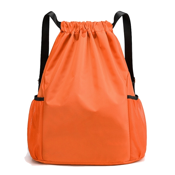Drawstring Backpack with Mesh Pockets - Drawstring Backpack with Mesh Pockets - Image 9 of 10