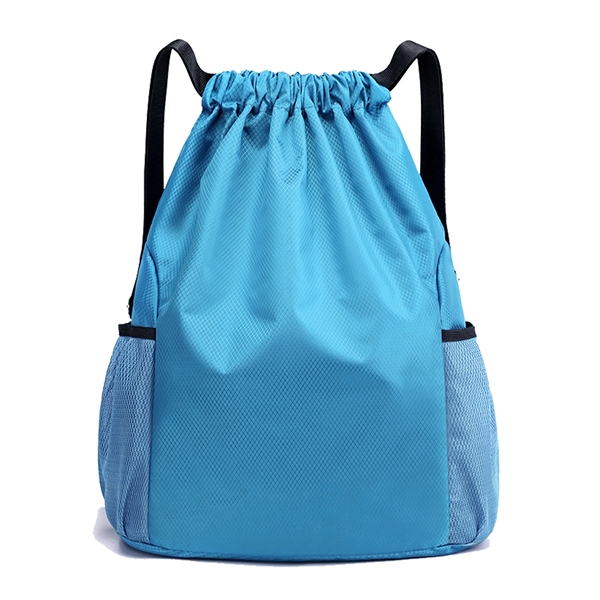 Drawstring Backpack with Mesh Pockets - Drawstring Backpack with Mesh Pockets - Image 10 of 10