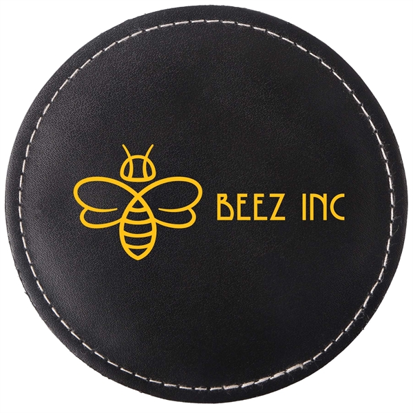 Custom Benson Bonded Leather Round Coaster