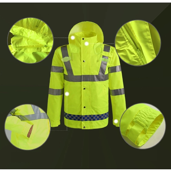 Safety Raincoat With Down Waterproof Reflective - Safety Raincoat With Down Waterproof Reflective - Image 1 of 7