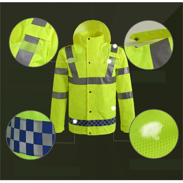 Safety Raincoat With Down Waterproof Reflective - Safety Raincoat With Down Waterproof Reflective - Image 3 of 7