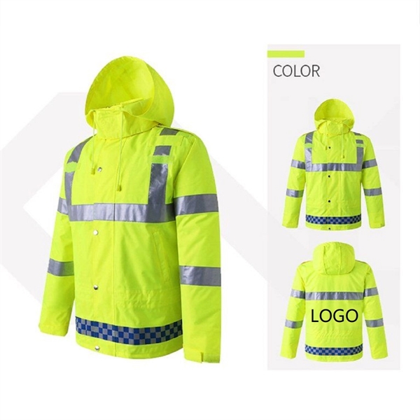 Safety Raincoat With Down Waterproof Reflective - Safety Raincoat With Down Waterproof Reflective - Image 5 of 7