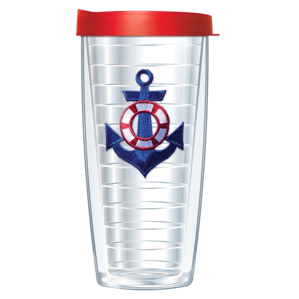 Made in USA 16 oz BPA free Tumbler w/ Stitched Emblem Patch - Made in USA 16 oz BPA free Tumbler w/ Stitched Emblem Patch - Image 4 of 9