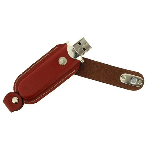 Leather USB Drive with Snap fastener and keyloop - Leather USB Drive with Snap fastener and keyloop - Image 4 of 8